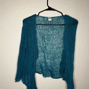 Teal Open-Front Women's Sweater
